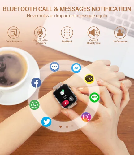 Miniatura 2 de Relojes inteligentes para mujer (respuesta/hacer llamadas) 1.85 pulgadas pantalla táctil reloj de seguimiento de fitness con frecuencia cardíaca