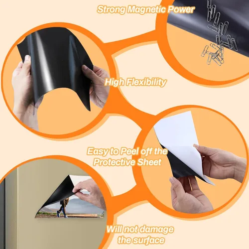 Miniatura 5 de Hojas magnéticas de 8.5 x 11 pulgadas, paquete de 10 hojas magnéticas flexibles con respaldo adhesivo para manualidades e imanes de fotos, adecuadas