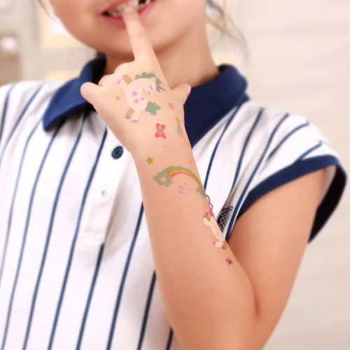 Miniatura 8 de 24 pajitas de plástico reutilizables de unicornio + 6 tatuajes temporales para niñas Suministros para fiesta de cumpleaños – Decoraciones