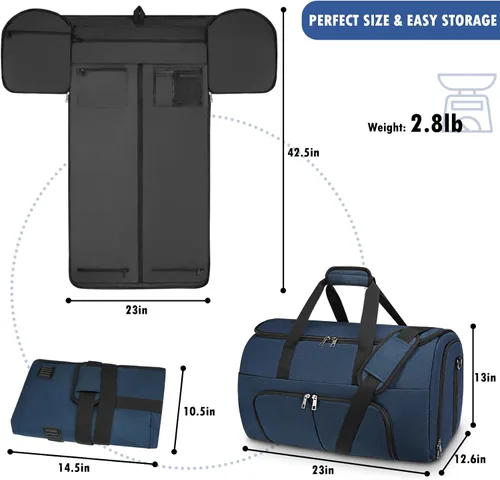 Miniatura 5 de Bolsas de lona para ropa de viaje, bolsa de lona convertible para hombres y mujeres, almacenamiento en seco y húmedo, compartimento para zapatos, 2