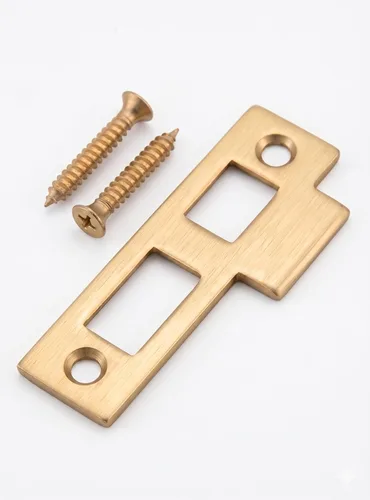 Miniatura 2 de Pestillo de placa de puerta de latón satinado de 3-1/4 pulgadas para mortaja, antiguo, vintage, latón macizo de repuesto