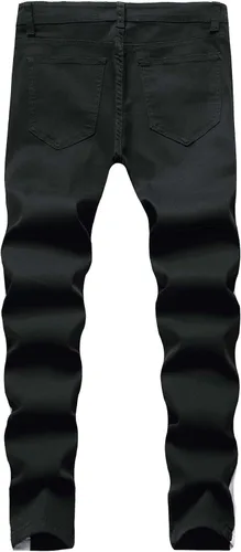 Miniatura 2 de WDIRARA Pantalones de mezclilla ajustados con bordado de letras laterales a rayas para hombre