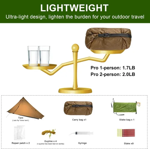 Miniatura 6 de 3F UL Gear Lanshan PRO Lanshan - Tienda de campaña ultraligera para 3 estaciones para 1 persona, tienda de campaña profesional impermeable