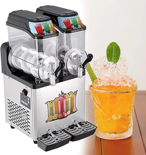 Máquina de margarita, 12L X 2 tanques de granizado Máquina comercial Slushy modos de jugo, fabricante de bebidas frías para restaurante, bar, fiesta