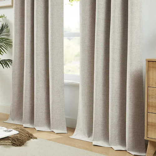 Miniatura 8 de Cortinas opacas de lino beige Melodieux de 63 pulgadas de largo para dormitorio, sala de estar, 100% cortinas con ojales para bloquear la luz