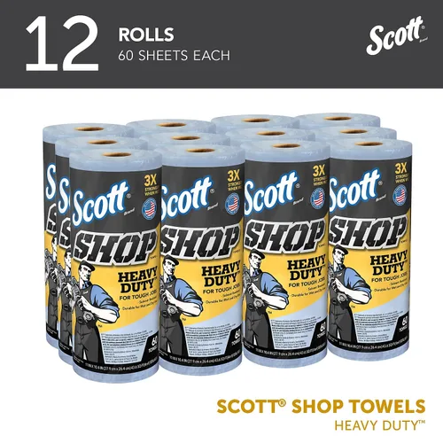 Miniatura 2 de Scott Shop Original Toallas resistentes (32992), azul, toalla de papel similar a una tela para solventes, toallita de 10.4 x 11 pulgadas