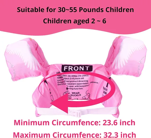 Miniatura 4 de Chaleco de natación para niños y niñas de 22 a 66 libras - Chaleco de natación, chaquetas, flotadores, flotadores de brazo, compañero de rosado Swan