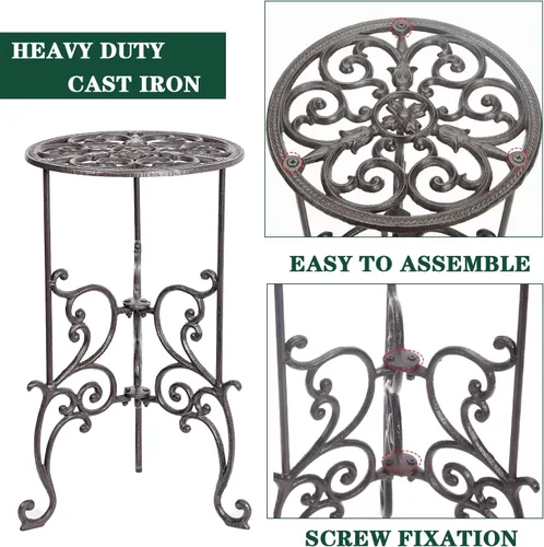 Miniatura 5 de Sungmor - Soporte de hierro fundido resistente para plantas en maceta, estante de metal de 19.3 pulgadas de 1 nivel, soporte decorativo para macetas