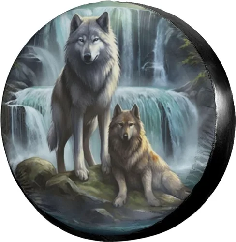 Cubierta de neumático de repuesto con estampado 3D de lobo, a prueba de polvo, para remolque, RV, SUV y muchos vehículos, 14 pulgadas