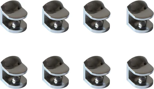 Miniatura 4 de Soportes de estante ajustables para montaje en pared, clips de metal, níquel cepillado para madera acrílica de vidrio de 0.157-0.315 in, juego de 8
