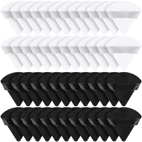 Suclain 48 esponjas triangulares de terciopelo suave para maquillaje en polvo de cara, esponjas triangulares para base cosmética húmeda y seca,