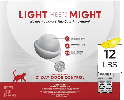 Miniatura 11 de Purina Tidy Cats - Arena ligera para gatos, de bajo polvo, control de olores, rendimiento 24/7, para múltiples gatos - Caja de 12 libras