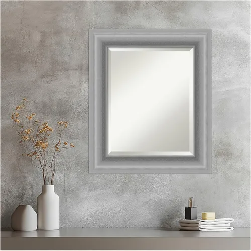Miniatura 7 de Amanti Art Silver Wall Mirror 26x22 Peak Polished Nickel Rectangle Bathroom Mirror for Wall Decor Living Room, Small Traditional Frame, Hangs