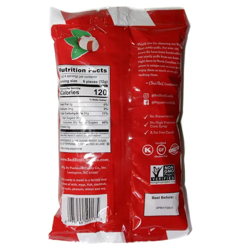 Miniatura 3 de Red Bird (1) Bolsa de Caramelos Inflados de Menta – The Original Melt Away Mint – Caramelo artesanal con sabor natural hecho con azúcar de caña pura