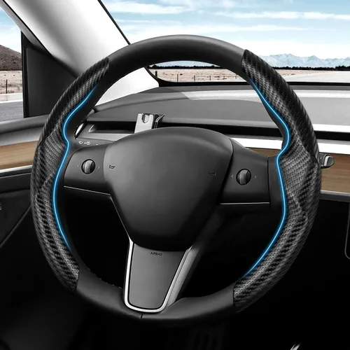 Shademax Funda para Volante de Tesla Modelo Y/3 2017-2025 2026 (Compatible con Modelo Y Juniper 2026/ Modelo 3 Highland) Funda Protectora de Volante