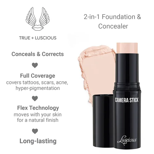 Miniatura 4 de True + Luscious Base de maquillaje para cámara Base en crema de cobertura completa Hidratante ligera no comedogénica Vegano sin parabenos