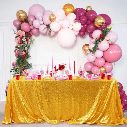 Miniatura 44 de Manteles redondos de lentejuelas negros para fiestas, de 121,9 cm, mantel redondo de purpurina ajustado, pequeño, lindo y dulce, para boda