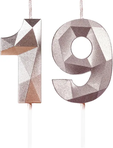 Miniatura 46 de Velas de cumpleaños número 15, velas número 15, velas de feliz cumpleaños de oro rosa para pastel, decoraciones de cobertura de pastel de diseño 3D