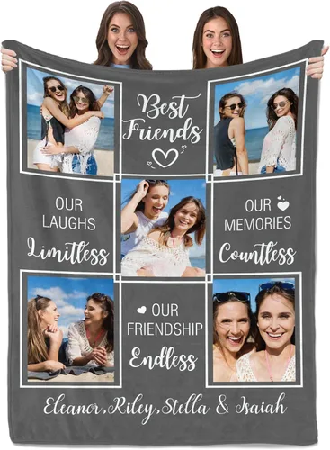 Miniatura 16 de Envío al día siguiente, regalos de cumpleaños para mejores amigas, manta personalizada con fotos, regalos de manta para mejores amigas y BFF, regalo