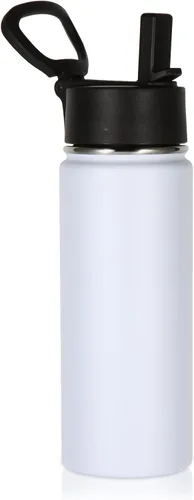 Miniatura 40 de Volhoply Paquete a Granel de 8 Botellas de Agua Aisladas de 18 Onzas, Botellas de Agua de Acero Inoxidable para Niños con Tapa con Pajita, Botella