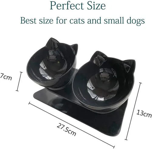 Miniatura 6 de Luck Dawn Cuencos elevados dobles para gatos con soporte elevado, 15 cuencos inclinados para gatos, soporte protector de cuello, comedero elevado