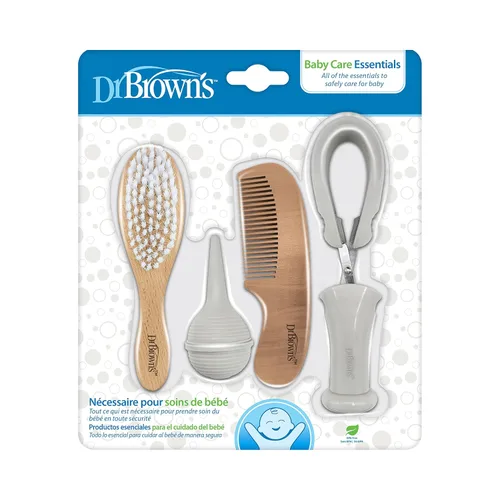 Miniatura 10 de Kit de Esenciales para el Cuidado del Bebé de Dr. Brown, Tijeras para Uñas con Estuche, Aspirador Nasal, Cepillo y Peine para Caspa de Cuna, Libre