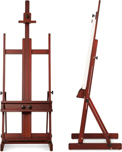 VISWIN Caballete grande con marco en H para pintar de 53 a 91 pulgadas de alto, soporte ajustable de madera de haya maciza resistente con bandeja de