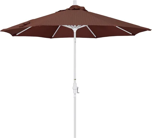 California Umbrella sombrilla inclinable de tela de fibra de olefina de 9 pies, con manivela de aluminio y poste de bronce, Vara blanca