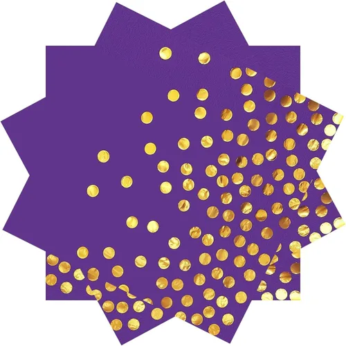Miniatura 13 de Servilletas de fiesta azules de 13 x 13 pulgadas, servilletas de bebidas azules y doradas, 100 servilletas de papel de cóctel con puntos dorados