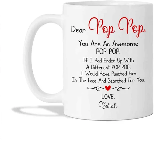 Miniatura 8 de Taza personalizada con foto y nombre – Tazas de café de cerámica personalizadas Bet Pop Ever Regalos para el abuelo – Taza Pop Pop – Regalo