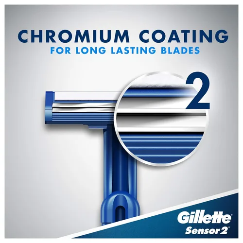 Miniatura 3 de Gillette Sensor2 - Cabeza giratoria + maquinillas de afeitar desechables Lubrastrip para hombre, 12