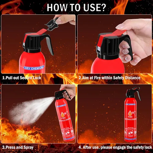 Miniatura 6 de ABC Dry Chemical Extintor de incendios de 2 unidades – Extintor de incendios doméstico para montaje en pared para cocina, hogar, barco, casa rodante