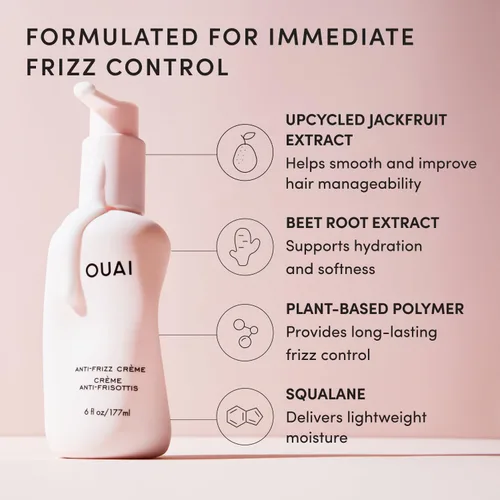 Miniatura 5 de OUAI Crema antiencrespamiento tamaño de viaje, crema hidratante para el cabello con control de encrespamiento y protección contra el calor