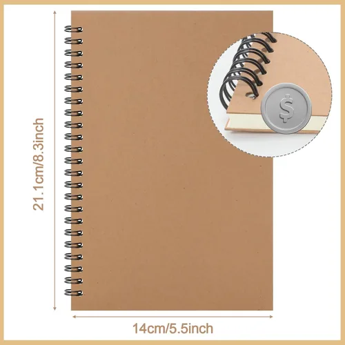 Miniatura 2 de Epakh Paquete de 22 Cuadernos Espirales A5 con Cubierta Kraft, Cuaderno de Diario Espiral de Tapa Dura de Regreso a la Escuela 5.5 x 8.3 Pulgadas
