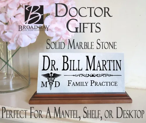 Miniatura 2 de Placa de identificación de escritorio para médico, placa de identificación personalizada para médicos, para escritorio o estante, mármol sólido MD