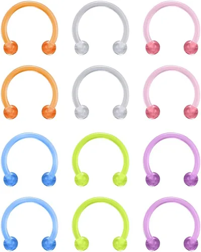 Miniatura 4 de Anillos transparentes para tabique de nariz de 0.55 oz y 0.63 onzas, anillos de plástico para cirugía de trabajo, joyería de piercing sonriente