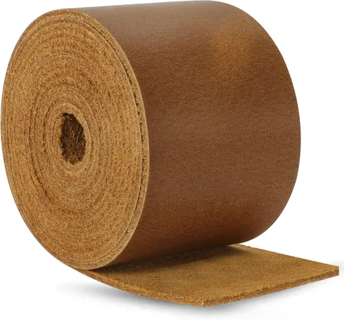 Miniatura 34 de Ringsun Tiras de cuero negro planas de 2 pulgadas de ancho para manualidades, tiras de cuero de grano completo, cordón de cuero para manualidades