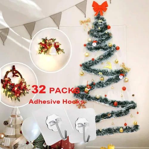 Miniatura 7 de ZESLMG Ganchos de pared adhesivos para colgar, paquete de 32 ganchos autoadhesivos resistentes de 10kg transparentes, removibles, sin daños