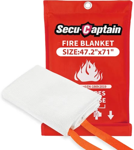 Miniatura 11 de SecuCaptain Manta de emergencia contra incendios para el hogar, paquete de 2 mantas ignífugas extragrandes de 60 x 60 pulgadas con pestañas