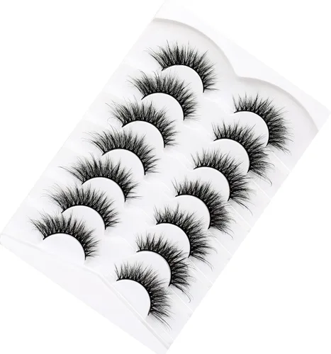 Miniatura 608 de Pooplunch - Pestañas postizas finas de visón sintético, estilo ojo de gato, naturales, cruzadas, tipo racimo, efecto 8D de volumen, tiras