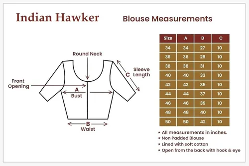 Miniatura 4 de Indian Hawker Blusa para mujer de Bollywood con brocado de poliéster, estilo sari y mangas coderas