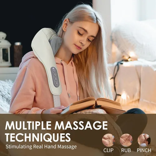 Miniatura 2 de Therapexa - Masajeador de cuello y hombros, masajeador de espalda para aliviar el dolor de tejido profundo, masajeador para dolor de cuello y Beige