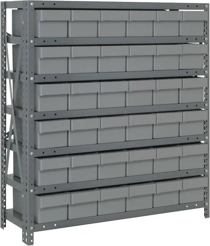 Miniatura 570 de Quantum QSBU-245BK Heavy Duty Shelving Unit with (7) Shelves and (24) QUS245 Black Bins for Garage Warehouse Storage Distribution 400 lb Load
