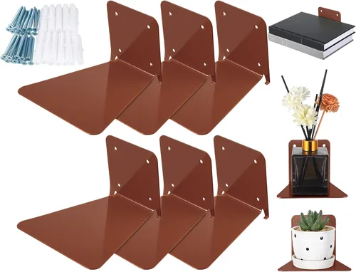 Miniatura 8 de Jetec Paquete de 6 estanterías flotantes invisibles montadas en la pared, estantes flotantes resistentes para libros, estantes de metal ocultos