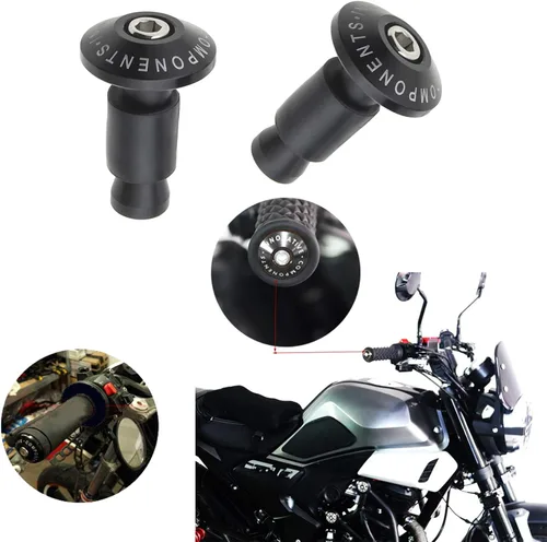 Miniatura 6 de Par de tapas de enchufe de manillar de motocicleta de 0.866 in con tornillos, tubos de expansión, llave hexagonal, color negro, universal