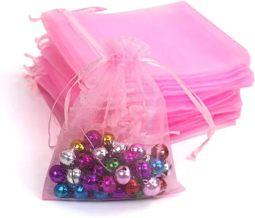 Miniatura 7 de Lautechco 100 bolsas de organza – 4 x 6 pulgadas, bolsas de regalo de malla beige con cordón para Navidad