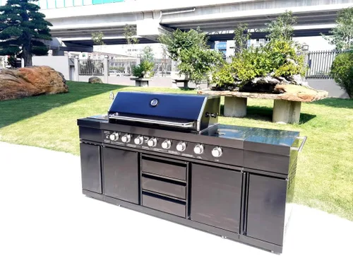 Miniatura 8 de Parrilla de cocina de acero inoxidable 3 en 1 negro para barbacoa al aire libre, isla de cocina, gas licuado de gas licuado de gas licuado de gas