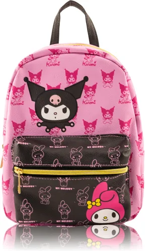 Fast Forward Sanrio Kuromi and My Melody Mini mochila para niñas | Mochila de piel sintética con Kuromi y My Melody | Bolsa de viaje pequeña,