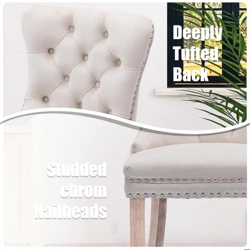Miniatura 6 de SoarFlash Juego de 4 sillas de comedor de terciopelo, silla lateral de respaldo alto, silla lateral tapizada moderna de alta gama con capitoné