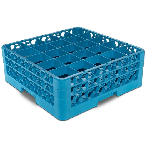 Carlisle FoodService Products OptiClean - Estante de plástico dividido con 25 compartimentos y extensor, color azul (paquete de 3)